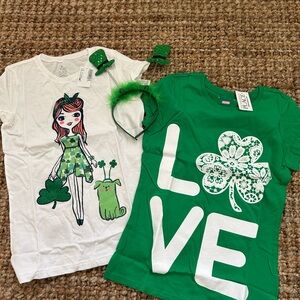 The Children's Place Girls St. Patrick's Day Tee Set - Green & White